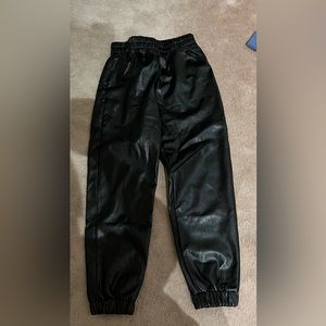 Black Pleather Joggers. NWOT. Size M